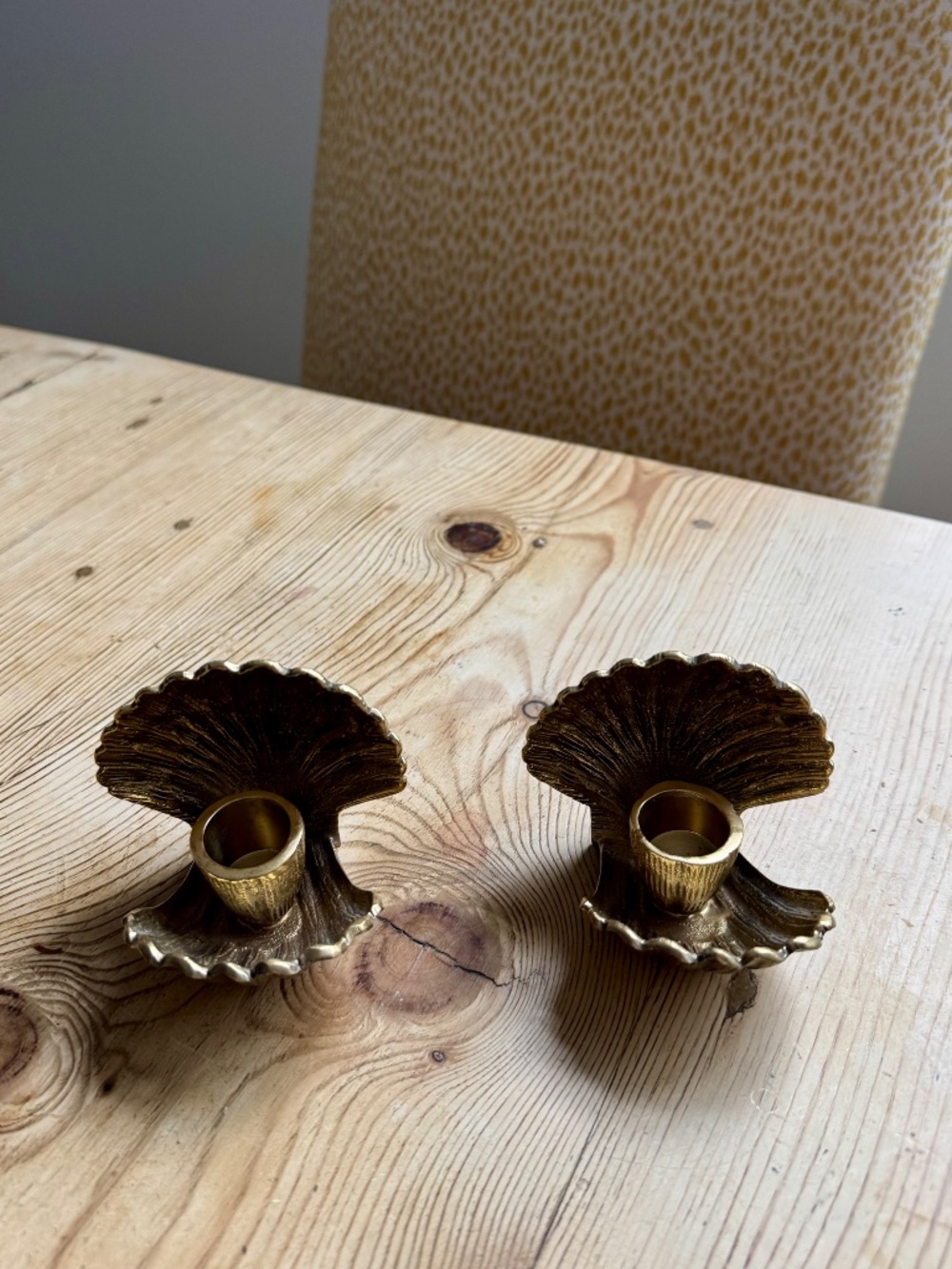 Set of 2 Doing Goods "Scarlett" Small Scallop Sea Shell Candle Holder | Brass
